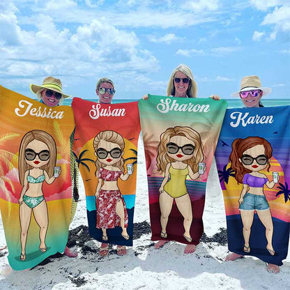 Tropical Summer Sunset Beach Towel - Gift For Bestie, Ultra Soft 60x30 in, Personalised Towel for Beach Days, Machine Washable, Stylish Summer Accessory