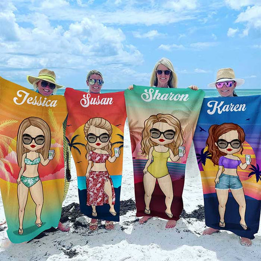 Tropical Summer Sunset Beach Towel - Gift For Bestie, Ultra Soft 60x30 in, Personalised Towel for Beach Days, Machine Washable, Stylish Summer Accessory
