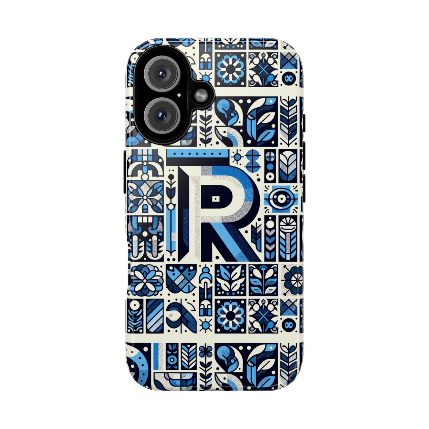 blue alphabet r phone case with 3d wrap and shock absorption for kids and teenagers
