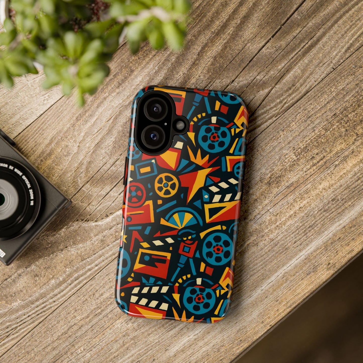 vibrant retro movie-inspired protective phone case with 3d design for stylish protection compatible with iphone 13, 14, 15 & 16 – all models including pro, pro max & plus