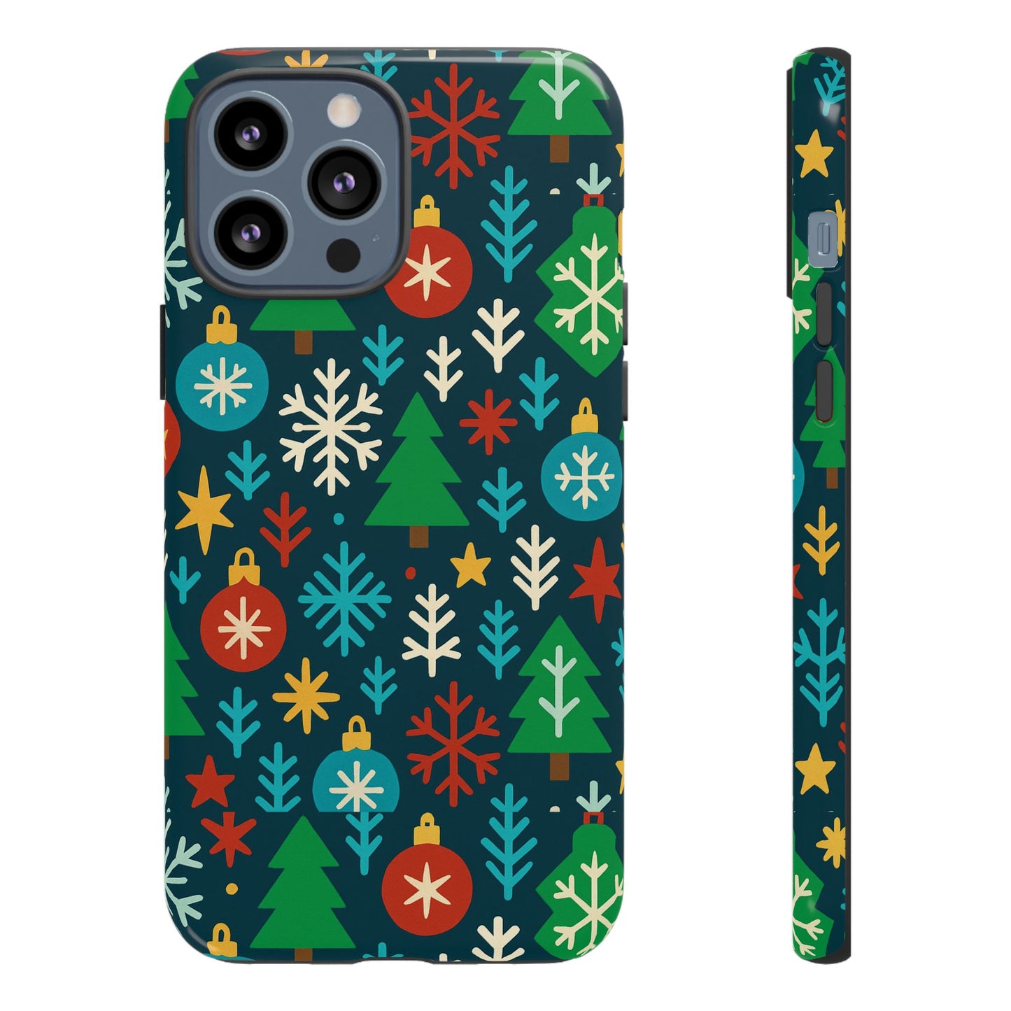 multicolour 3d wrap protective phone case with retro christmas design for stylish protection – compatible with iphone 13, 14, 15 & 16 – all models including pro, pro max & plus