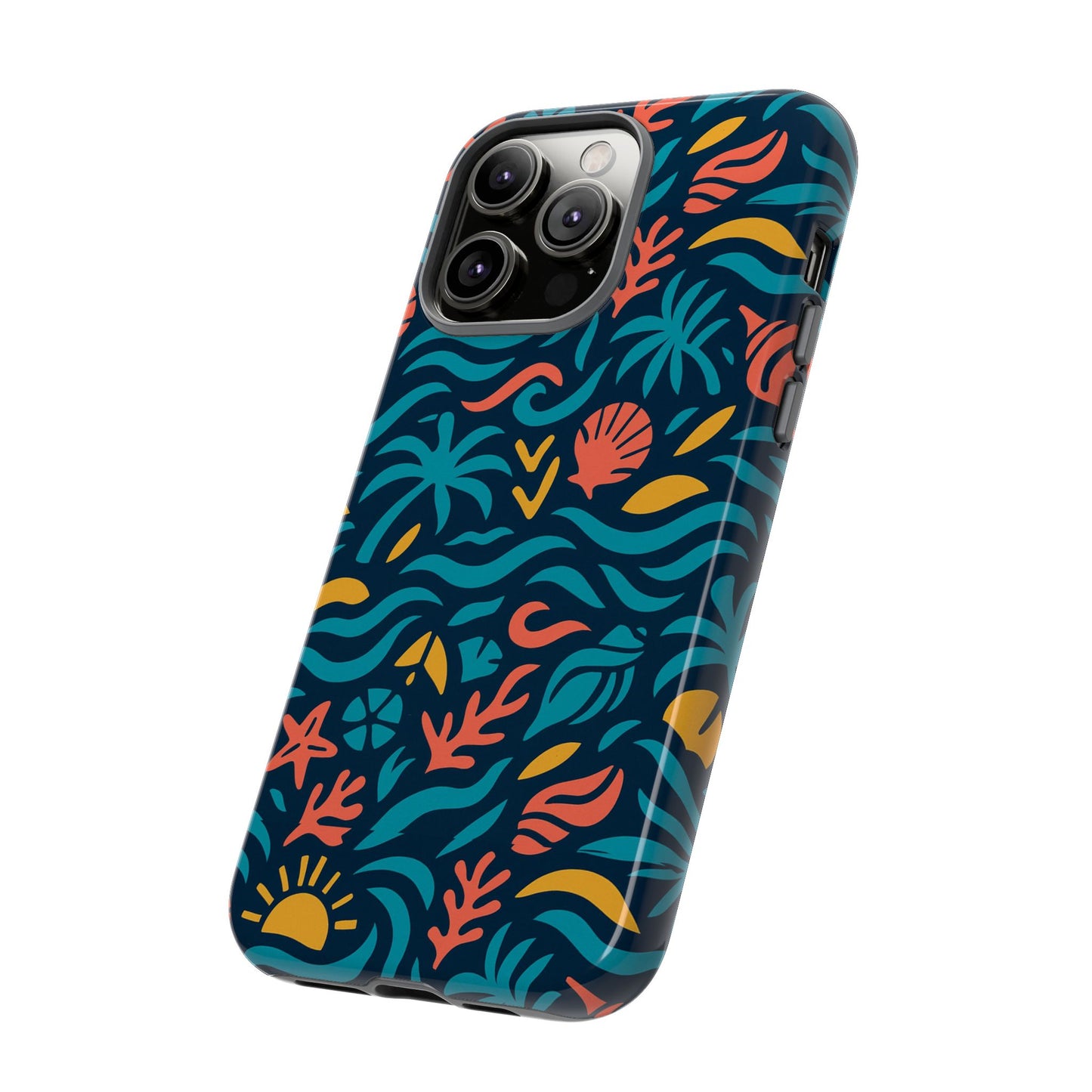 vibrant tropical pattern phone case with 3d design for stylish protection compatible with iphone 13, 14, 15 & 16 – all models including pro, pro max & plus