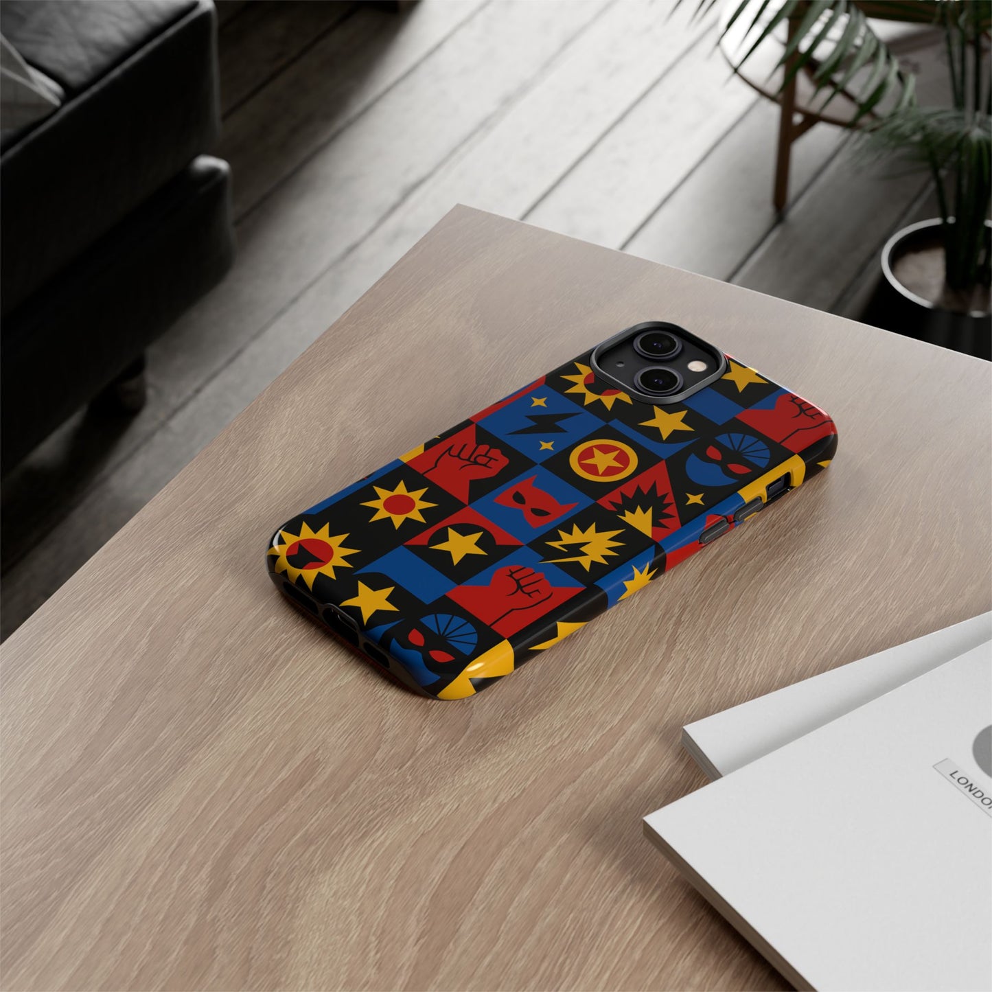 vibrant superhero phone case with retro 3d design for stylish protection compatible with iphone 13, 14, 15 & 16 – all models including pro, pro max & plus