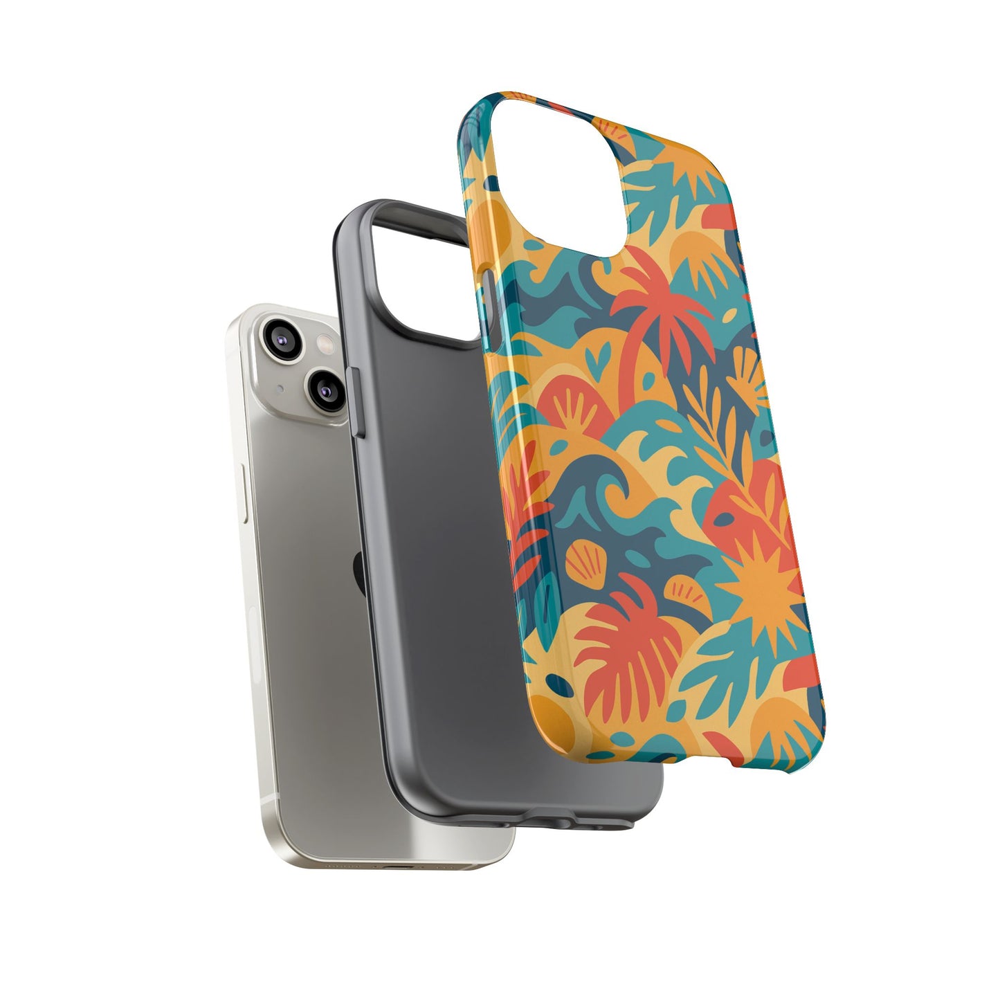 vibrant tropical phone case for stylish protection with 3d wrap design – unisex fashion accessory compatible with iphone 13, 14, 15 & 16 – all models including pro, pro max & plus