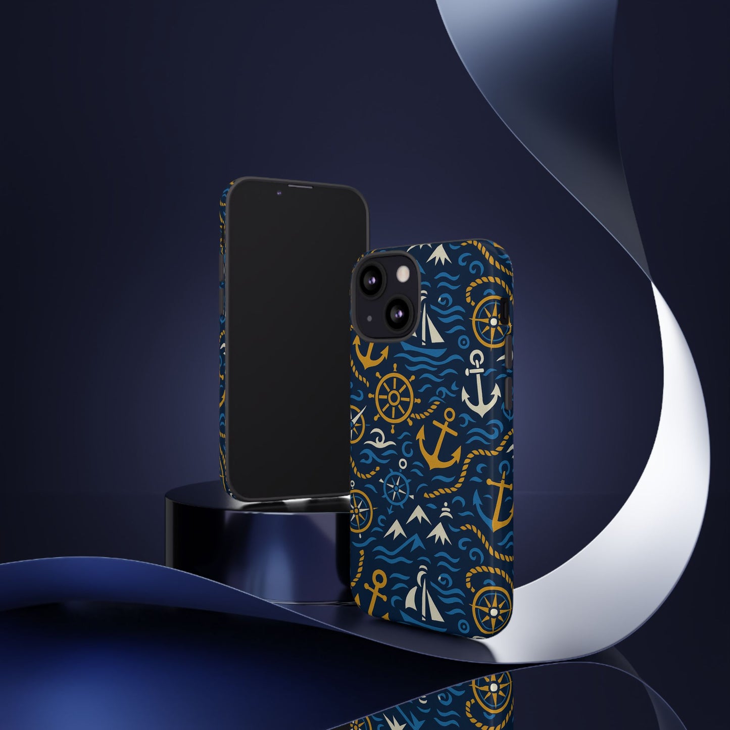 vibrant nautical blue phone case with 3d anchor design for stylish protection compatible with iphone 13, 14, 15 & 16 – all models including pro, pro max & plus