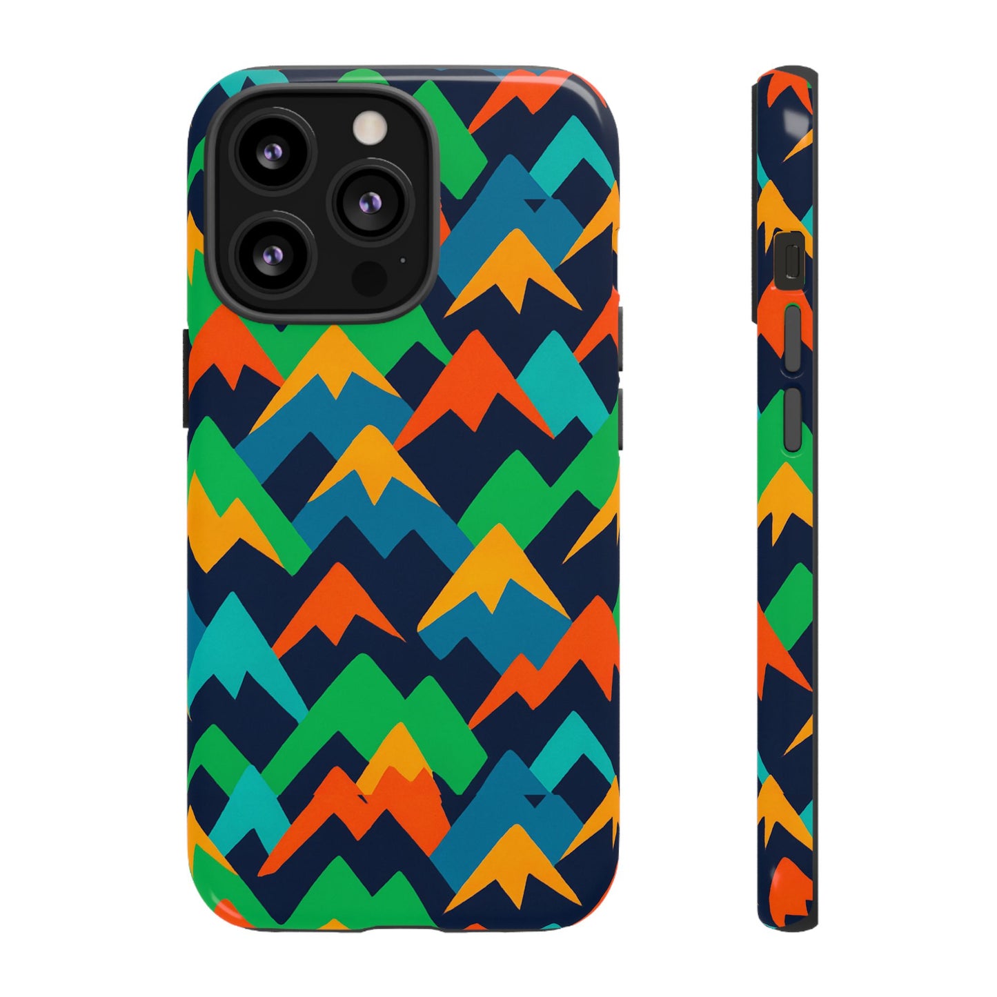 vibrant mountain design protective phone case with colourful abstract pattern for stylish protection compatible with iphone 13, 14, 15 & 16 – all models including pro, pro max & plus