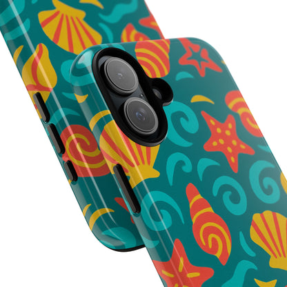 Vibrant Coastal Shell Pattern Protective Phone Case for Stylish Self-Expression Compatible with iPhone 13, 14, 15 & 16 – all models including Pro, Pro Max & Plus