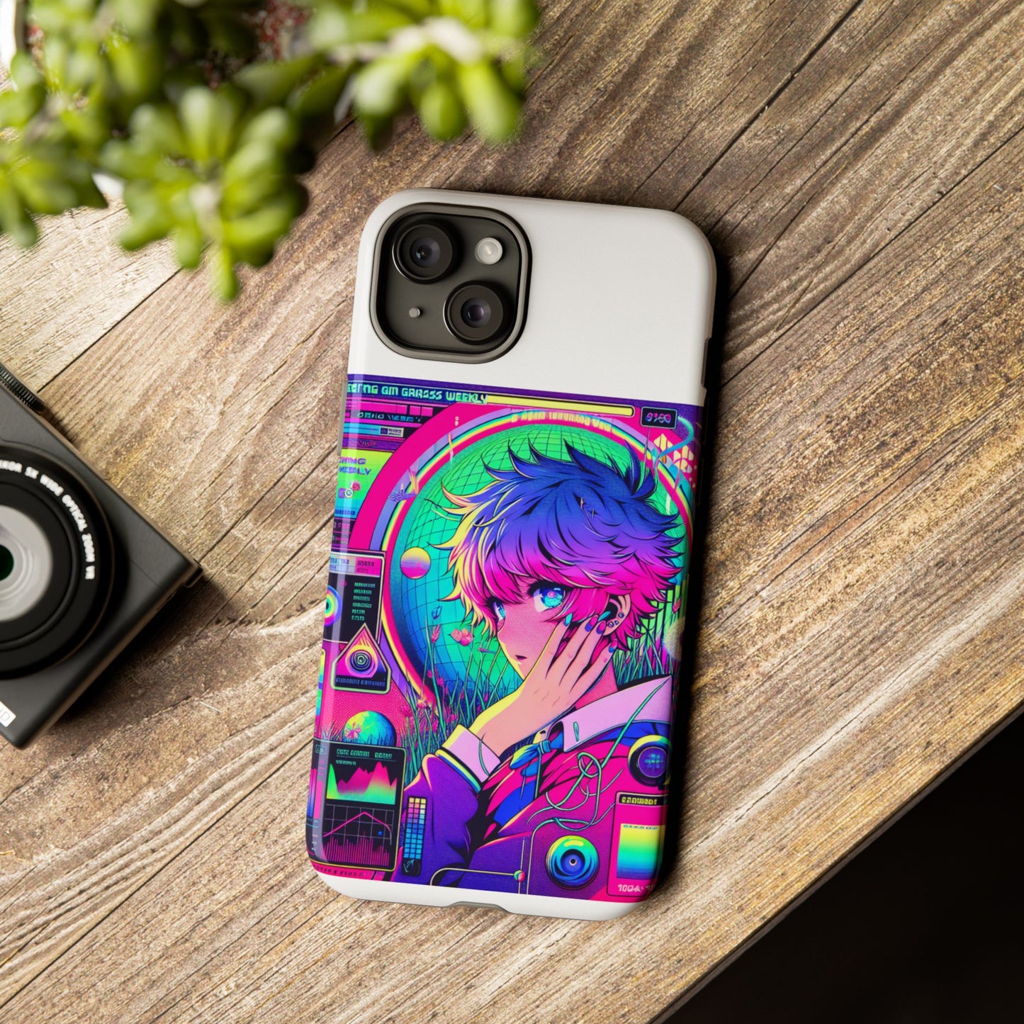 touching grass weekly vibrant protective phone case for smartphones, retro anime design, shock absorbent tpu, uv protected, unique gift for tech enthusiasts