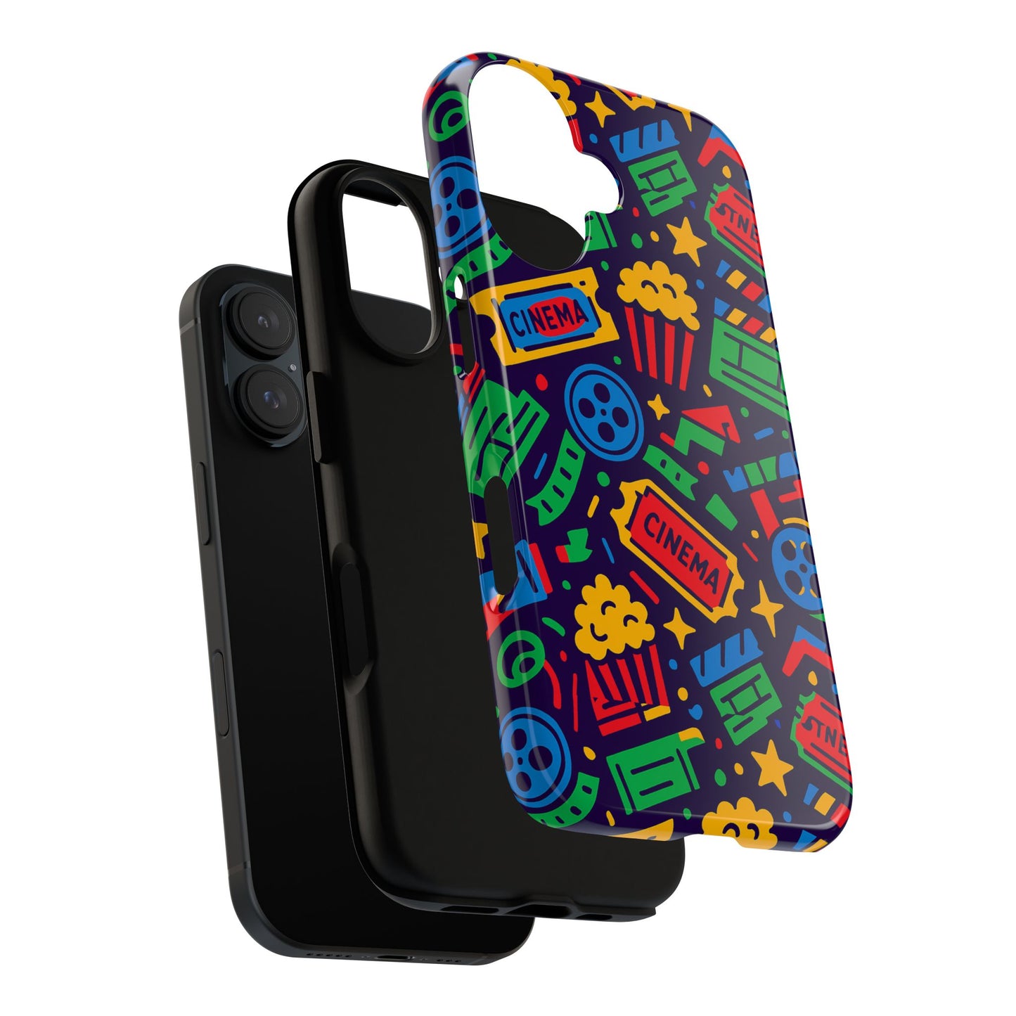 vibrant multicolour cinema-themed 3d wrap protective phone case for self-expression stylish protection compatible with iphone 13, 14, 15 & 16 – all models including pro, pro max & plus