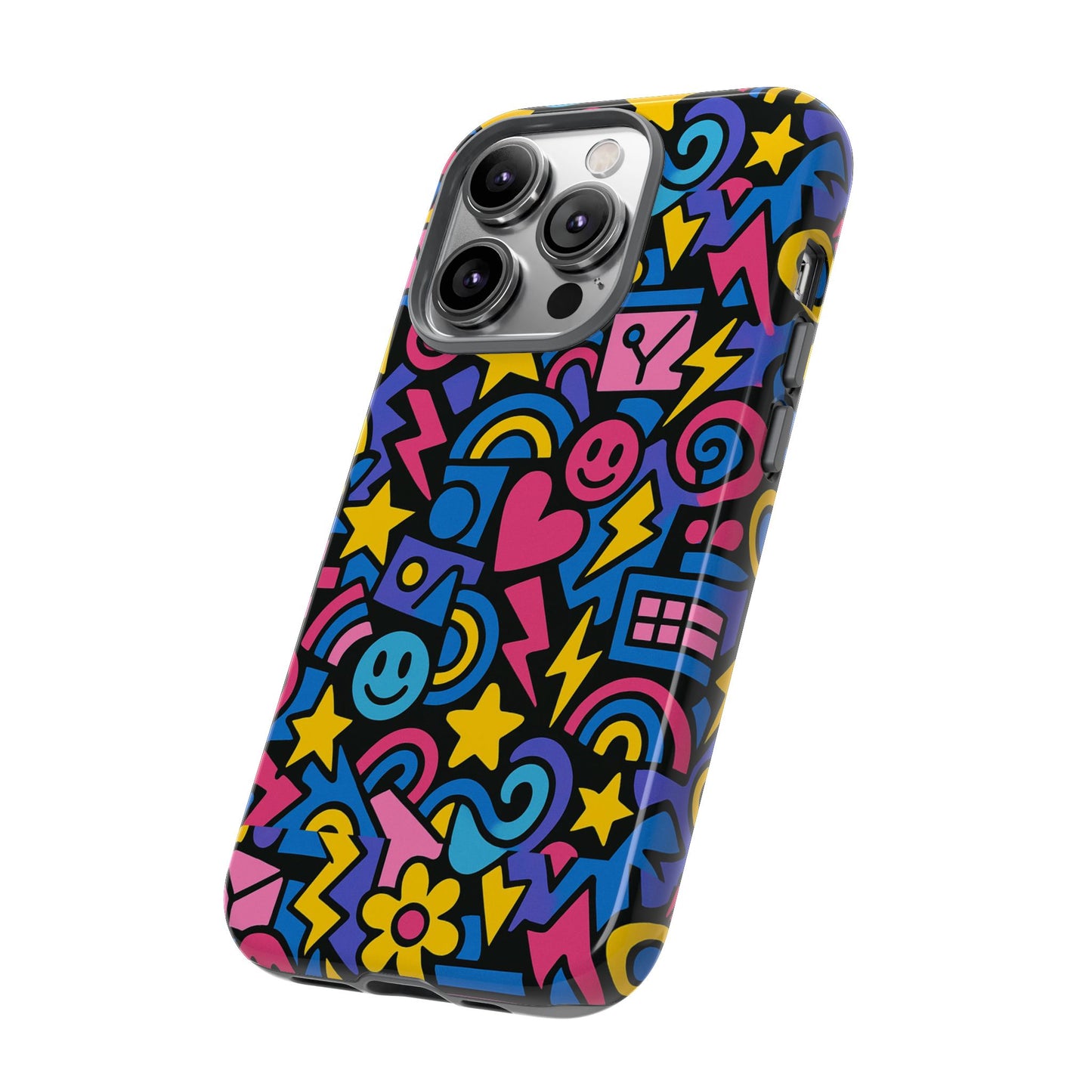 vibrant multicolour cartoon protective phone case – playful 3d design for stylish protection – compatible with iphone 13, 14, 15 & 16 – all models including pro, pro max & plus