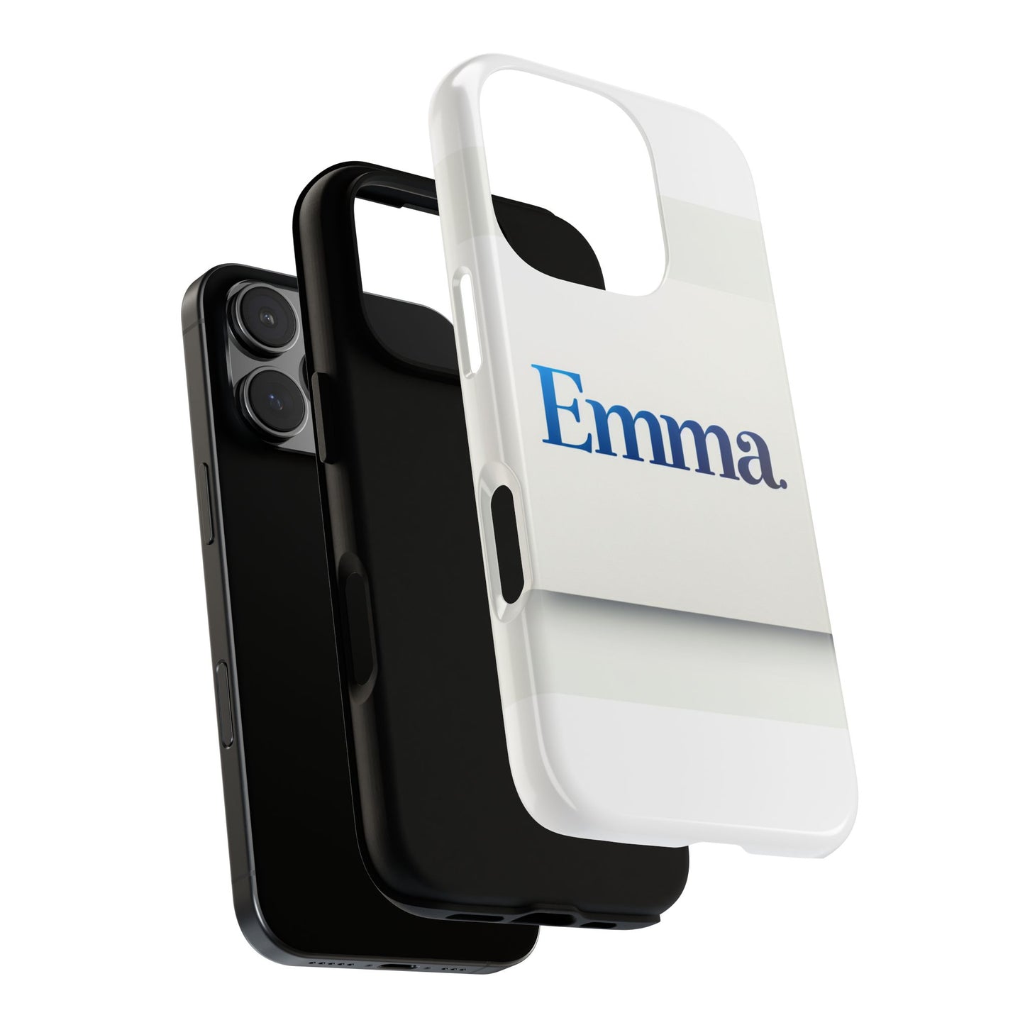 elegant personalised protective phone case in white with blue typography for stylish individuals compatible with iphone 13, 14, 15 & 16 – all models including pro, pro max & plus