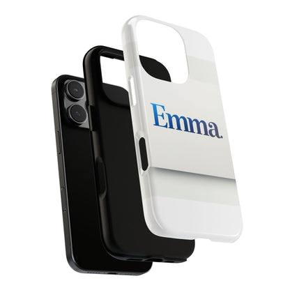 Elegant Personalised Protective Phone Case in White with Blue Typography for Stylish Individuals Compatible with iPhone 13, 14, 15 & 16 – All Models Including Pro, Pro Max & Plus