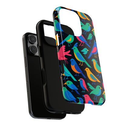 Vibrant Multicolour 3D Bird Print Protective Phone Case for Smart Devices – Unique Accessory for Trendsetters Compatible with iPhone 13, 14, 15 & 16 – All Models Including Pro, Pro Max & Plus