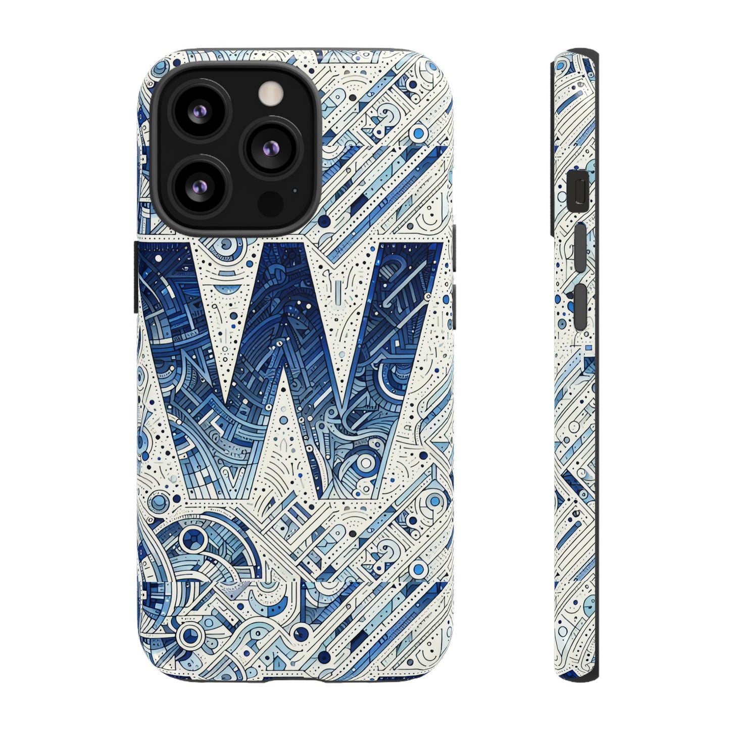 blue alphabet w phone case for smartphones - vibrant 3d wrap design with shock absorption and uv protection, suitable for fans of anime, comics, and unique accessories