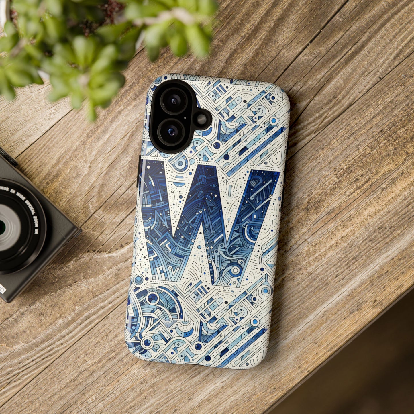 blue alphabet w phone case for smartphones - vibrant 3d wrap design with shock absorption and uv protection, suitable for fans of anime, comics, and unique accessories