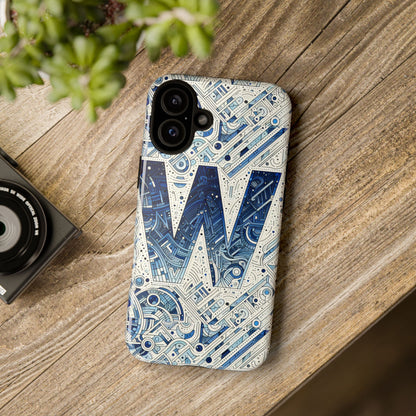 Blue Alphabet W Phone Case for Smartphones - Vibrant 3D Wrap Design with Shock Absorption and UV Protection, Suitable for Fans of Anime, Comics, and Unique Accessories