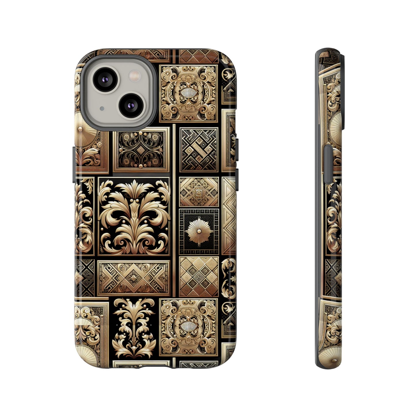 pattern image 4 vibrant 3d phone case for anime and comic fans with baroque gold ornate design compatible with iphone 13, 14, 15 & 16 – all models including pro, pro max & plus