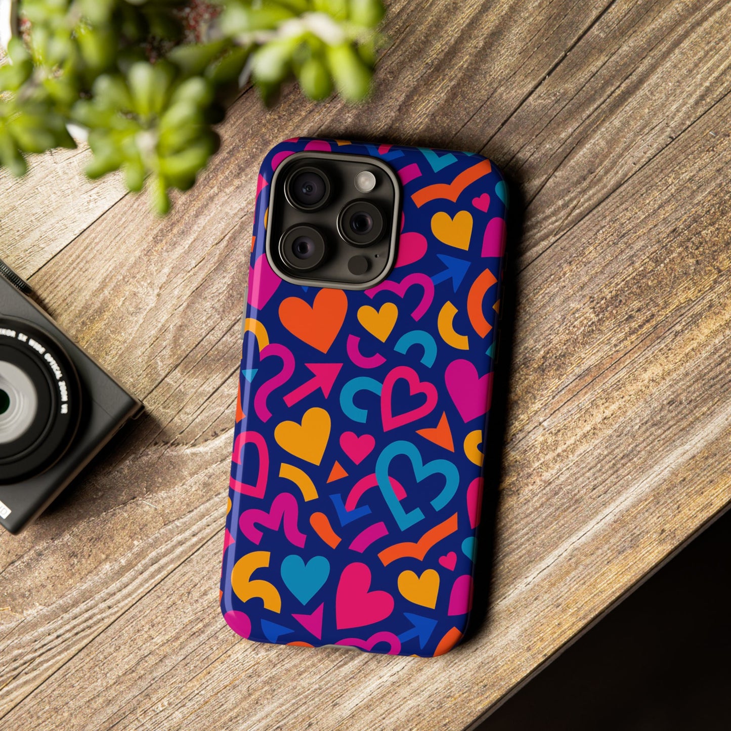 vibrant multicolour heart pattern protective phone case with 3d wrap design for stylish smartphone accessories compatible with iphone 13, 14, 15 & 16 – all models including pro, pro max & plus