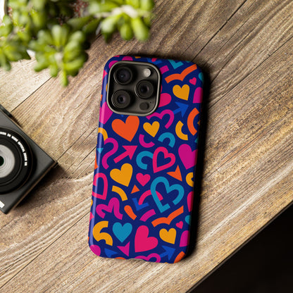 Vibrant Multicolour Heart Pattern Protective Phone Case with 3D Wrap Design for Stylish Smartphone Accessories Compatible with iPhone 13, 14, 15 & 16 – all models including Pro, Pro Max & Plus