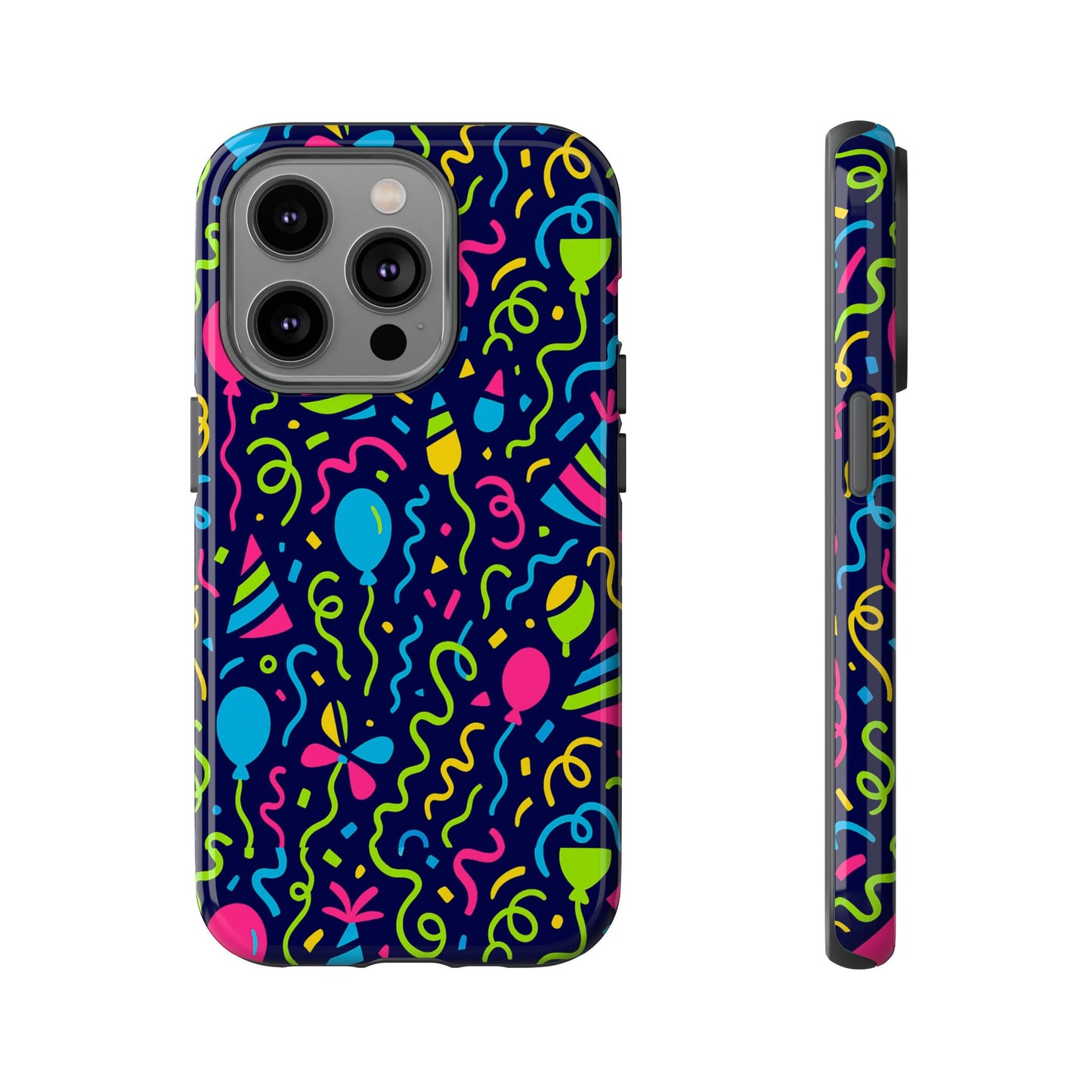 vibrant 3d wrap protective phone case with multicolour party design for playful smartphone accessories compatible with iphone 13, 14, 15 & 16 – all models including pro, pro max & plus