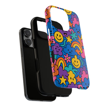 Vibrant Cartoon Protective Phone Case with Playful Multicolour Design – Unisex Fashion Accessory – Compatible with iPhone 13, 14, 15 & 16 – All Models Including Pro, Pro Max & Plus