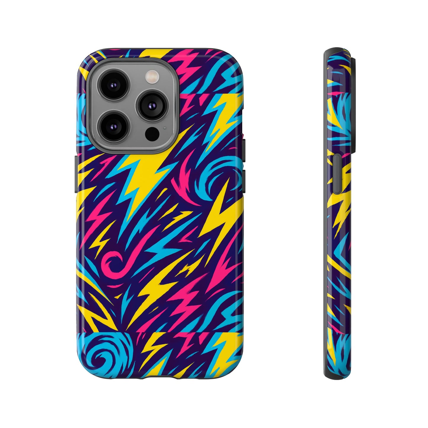 vibrant retro lightning bolt protective phone case with 3d design for fashion lovers compatible with iphone 13, 14, 15 & 16 – all models including pro, pro max & plus