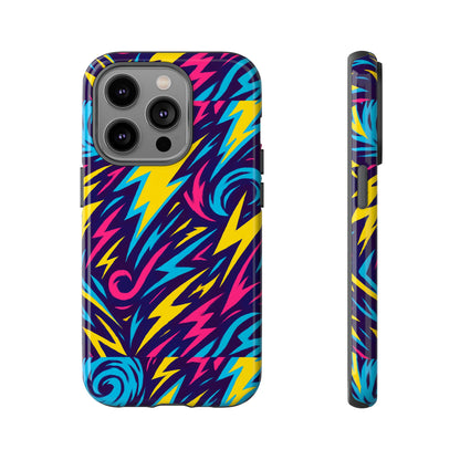 Vibrant Retro Lightning Bolt Protective Phone Case with 3D Design for Fashion Lovers Compatible with iPhone 13, 14, 15 & 16 – all models including Pro, Pro Max & Plus