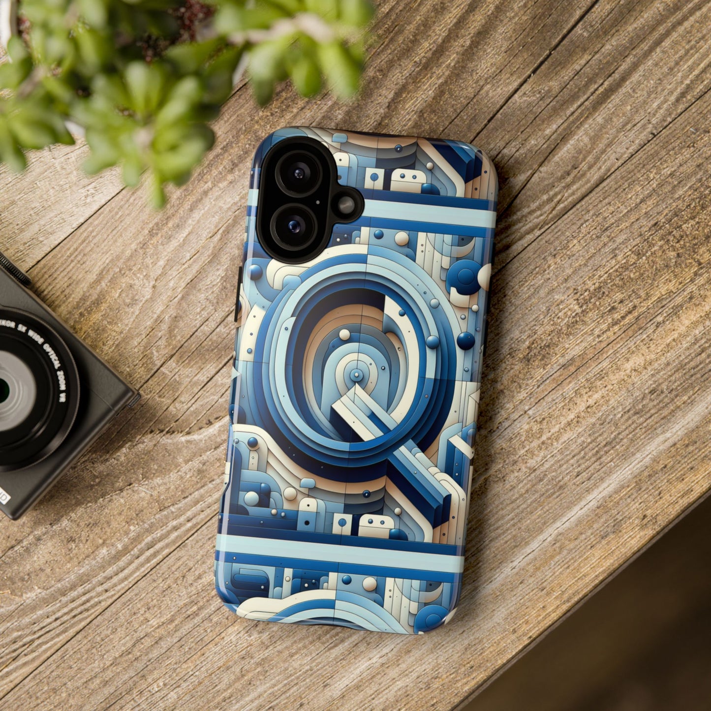 blue alphabet q phone case for android and iphone durable shockproof protective cover with 3d wrap design