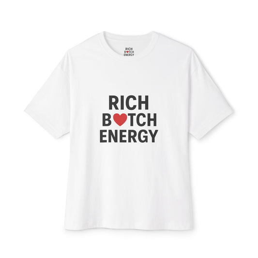 Rich Bitch Energy Unisex Oversized Boxy Tee - Trendy Graphic T-Shirt for Casual Style and Comfort, Perfect for Everyday Wear and Relaxed Fashion