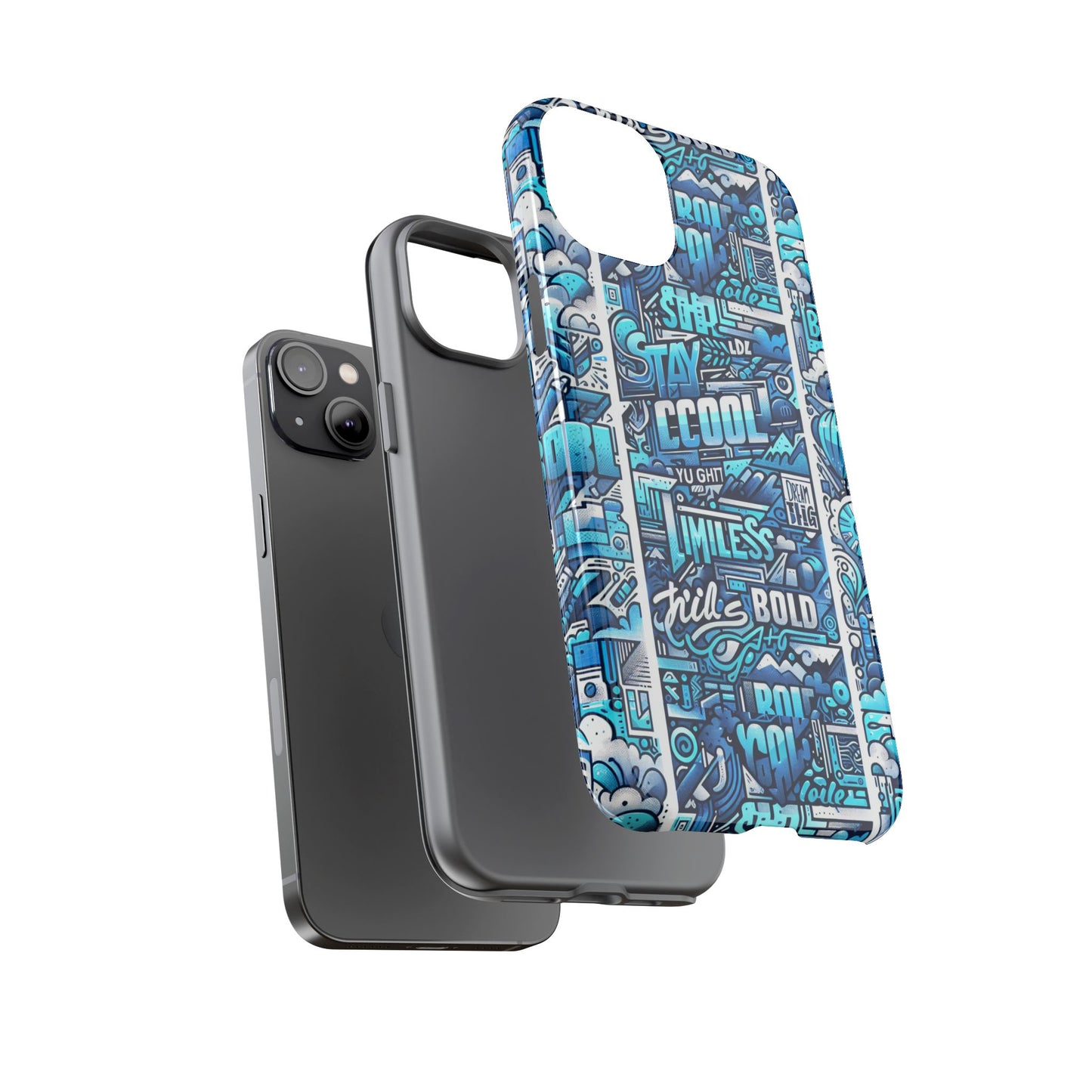 vibrant artistic 3d wrap phone case in blue for trendsetters – stylish protection compatible with iphone 13, 14, 15 & 16 – all models including pro, pro max & plus