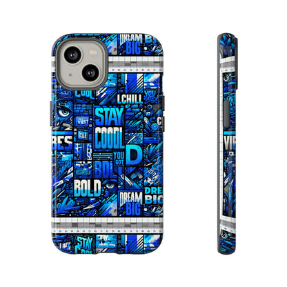 Vibrant 3D Wrap Protective Phone Case in Blue Typography Design for Unique Style – Stylish Protection Compatible with iPhone 13, 14, 15 & 16 – All Models Including Pro, Pro Max & Plus