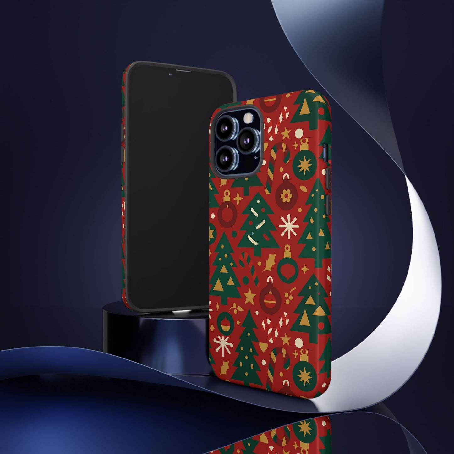 festive red christmas phone case with 3d wrap design – vibrant protection for iphone 13, 14, 15 & 16 – all models including pro, pro max & plus