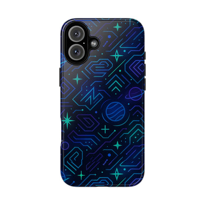 Vibrant Space Design Protective Phone Case in Blue and Green 3D Wrap for Stylish Protection Compatible with iPhone 13, 14, 15 & 16 – All Models Including Pro, Pro Max & Plus