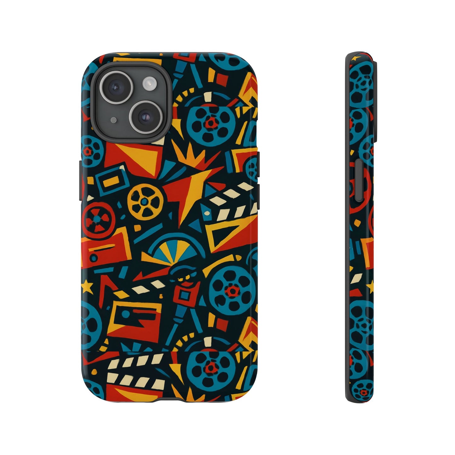 vibrant retro movie-inspired protective phone case with 3d design for stylish protection compatible with iphone 13, 14, 15 & 16 – all models including pro, pro max & plus