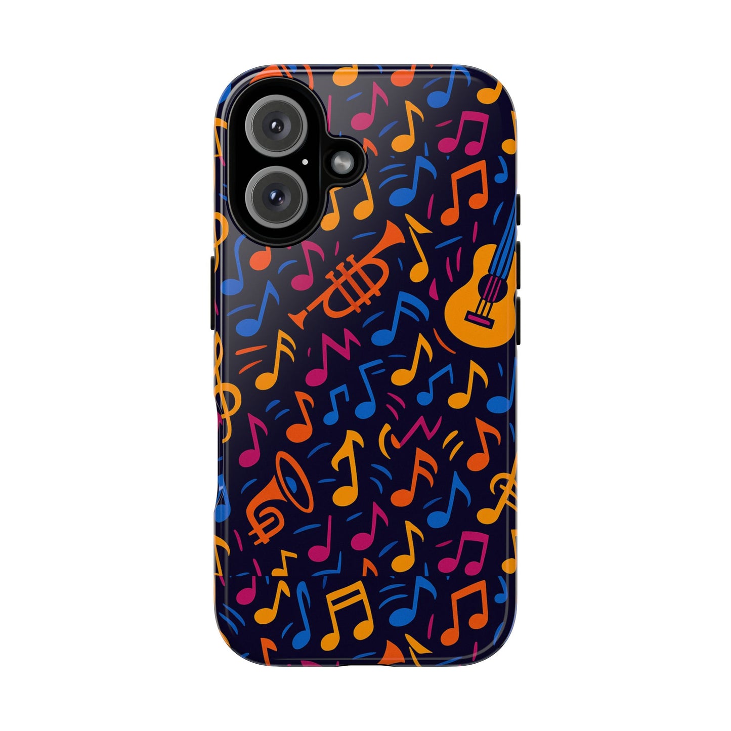 multicolour music themed protective phone case with 3d design for stylish protection – compatible with iphone 13, 14, 15 & 16 – all models including pro, pro max & plus