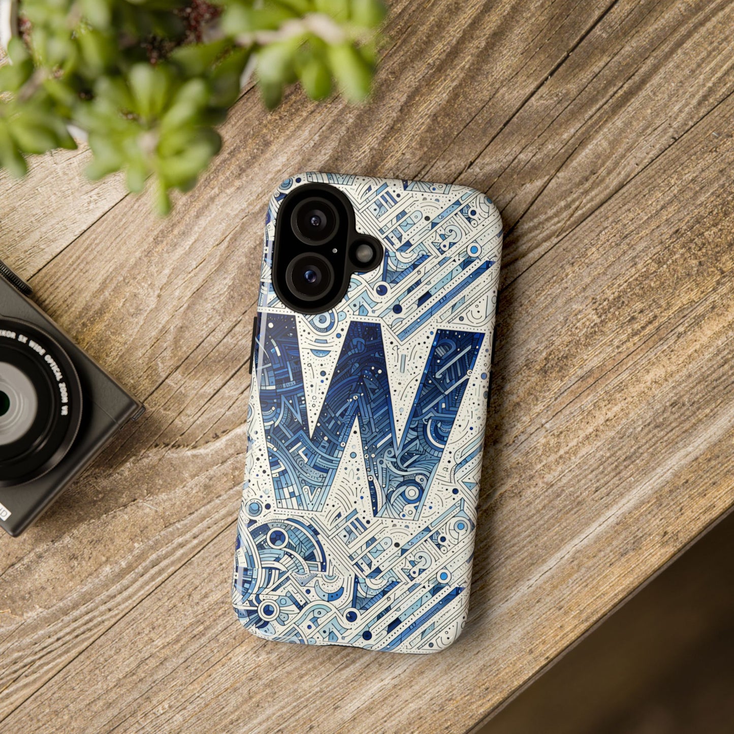 blue alphabet w phone case for smartphones - vibrant 3d wrap design with shock absorption and uv protection, suitable for fans of anime, comics, and unique accessories