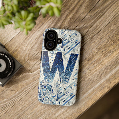 Blue Alphabet W Phone Case for Smartphones - Vibrant 3D Wrap Design with Shock Absorption and UV Protection, Suitable for Fans of Anime, Comics, and Unique Accessories