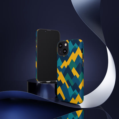 Vibrant Geometric Mountain Design Protective Phone Case for Unique Style and Durable Protection Compatible with iPhone 13, 14, 15 & 16 – all models including Pro, Pro Max & Plus