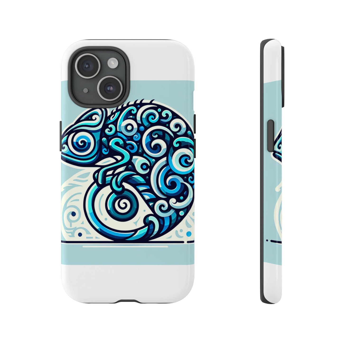 vibrant 3d wrap protective phone case with playful chameleon design in blue – unique accessory for self-expression compatible with iphone 13, 14, 15 & 16 – all models including pro, pro max & plus
