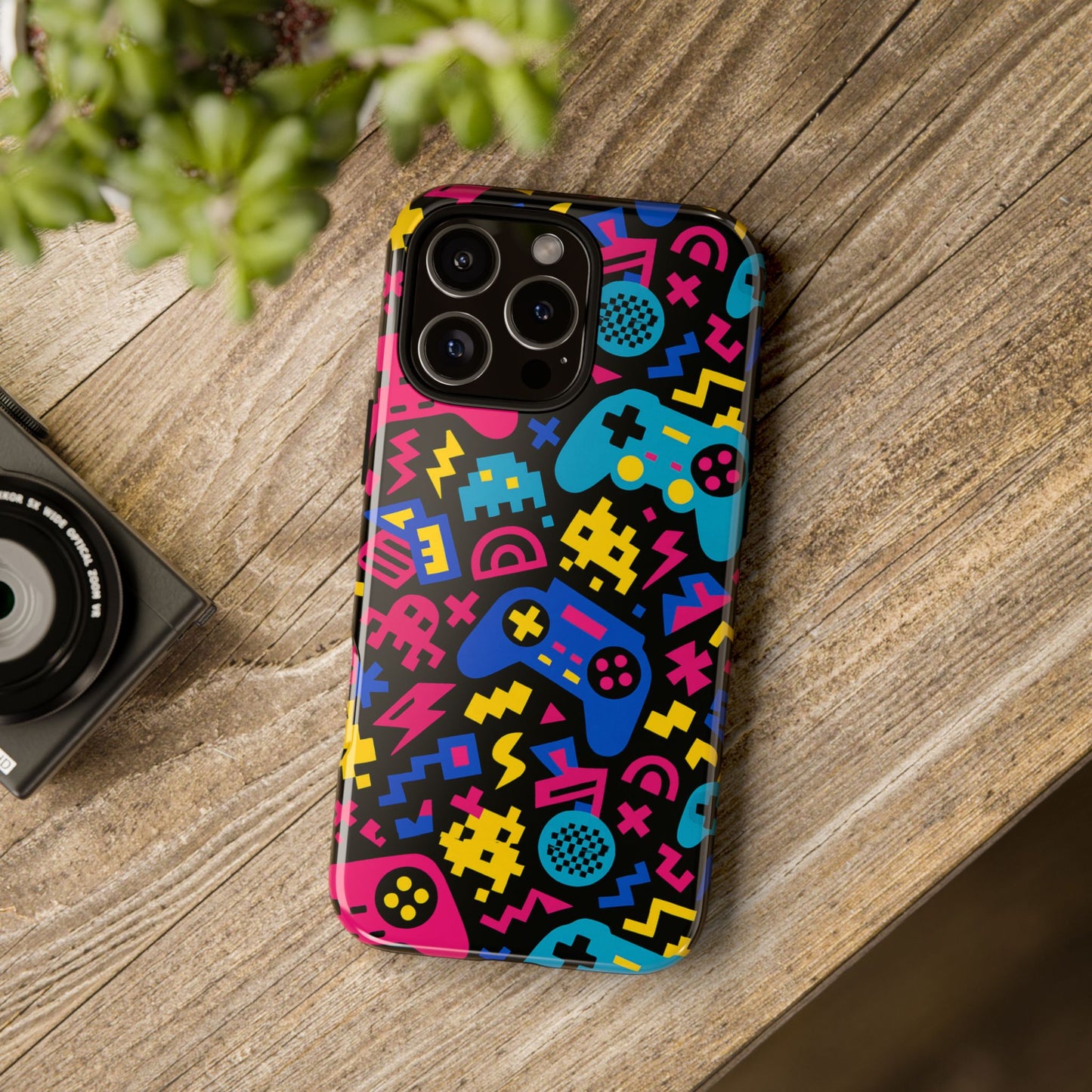 vibrant retro gaming phone case with 3d design for stylish protection compatible with iphone 13, 14, 15 & 16 – all models including pro, pro max & plus
