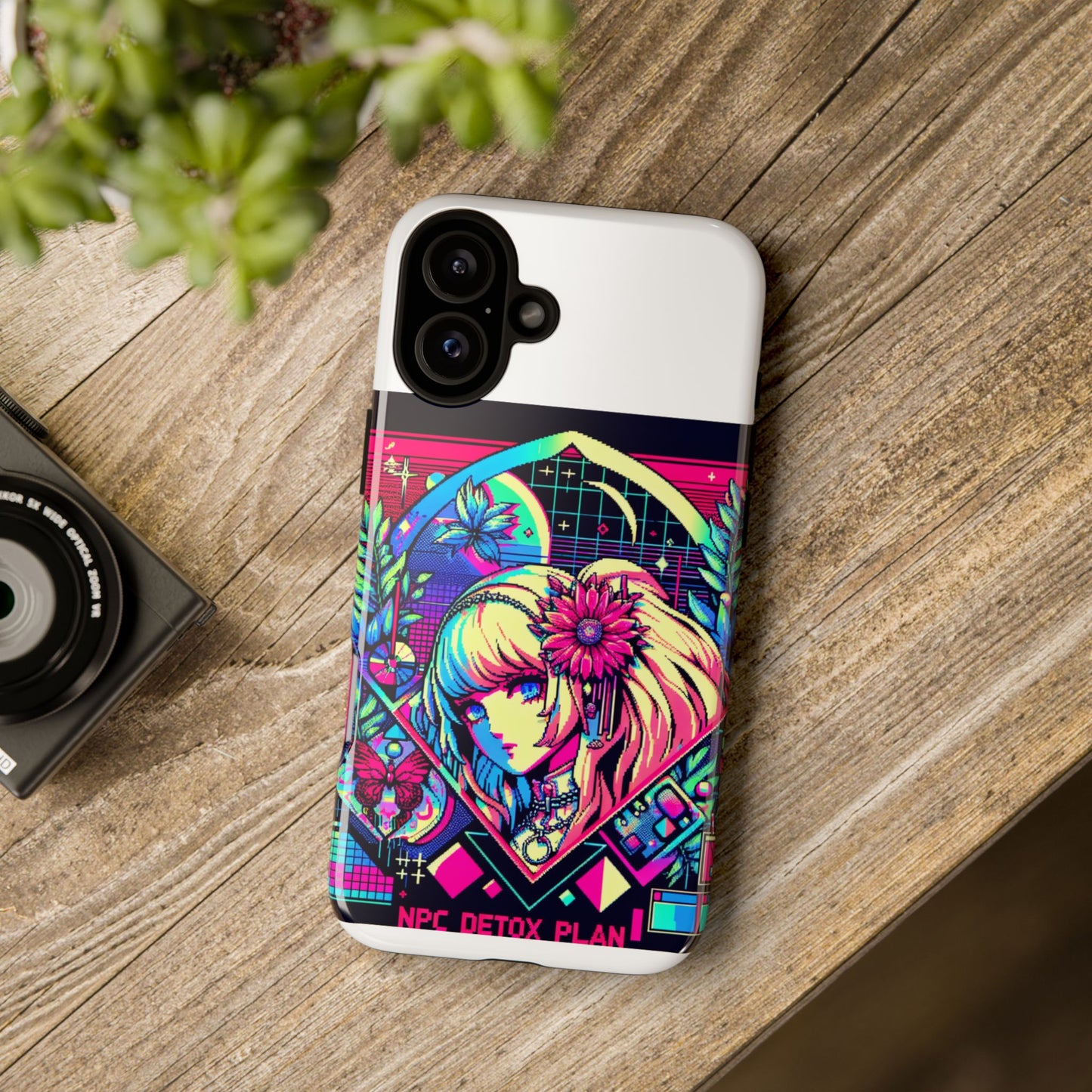 npc detox plan - vibrant protective phone case for anime and comic lovers, durable shock absorption, uv protected, glossy or matte finish