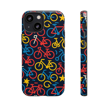 Multicolor Bicycle Pattern Protective Phone Case – Vibrant 3D Design for Stylish Protection – Compatible with iPhone 13, 14, 15 & 16 – All Models Including Pro, Pro Max & Plus
