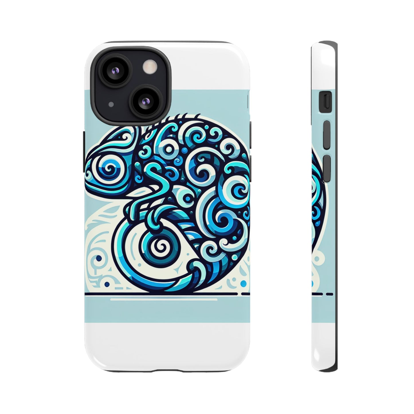 vibrant 3d wrap protective phone case with playful chameleon design in blue – unique accessory for self-expression compatible with iphone 13, 14, 15 & 16 – all models including pro, pro max & plus