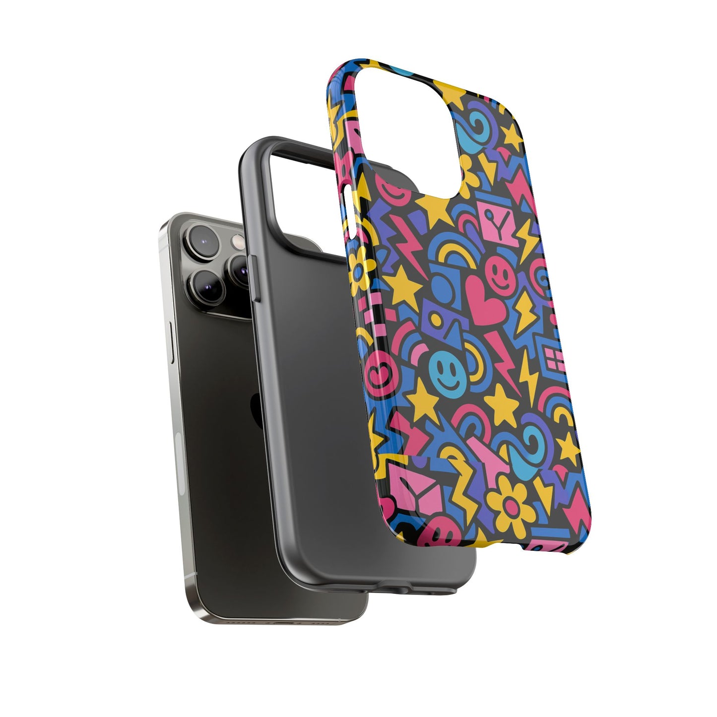 vibrant multicolour cartoon protective phone case – playful 3d design for stylish protection – compatible with iphone 13, 14, 15 & 16 – all models including pro, pro max & plus