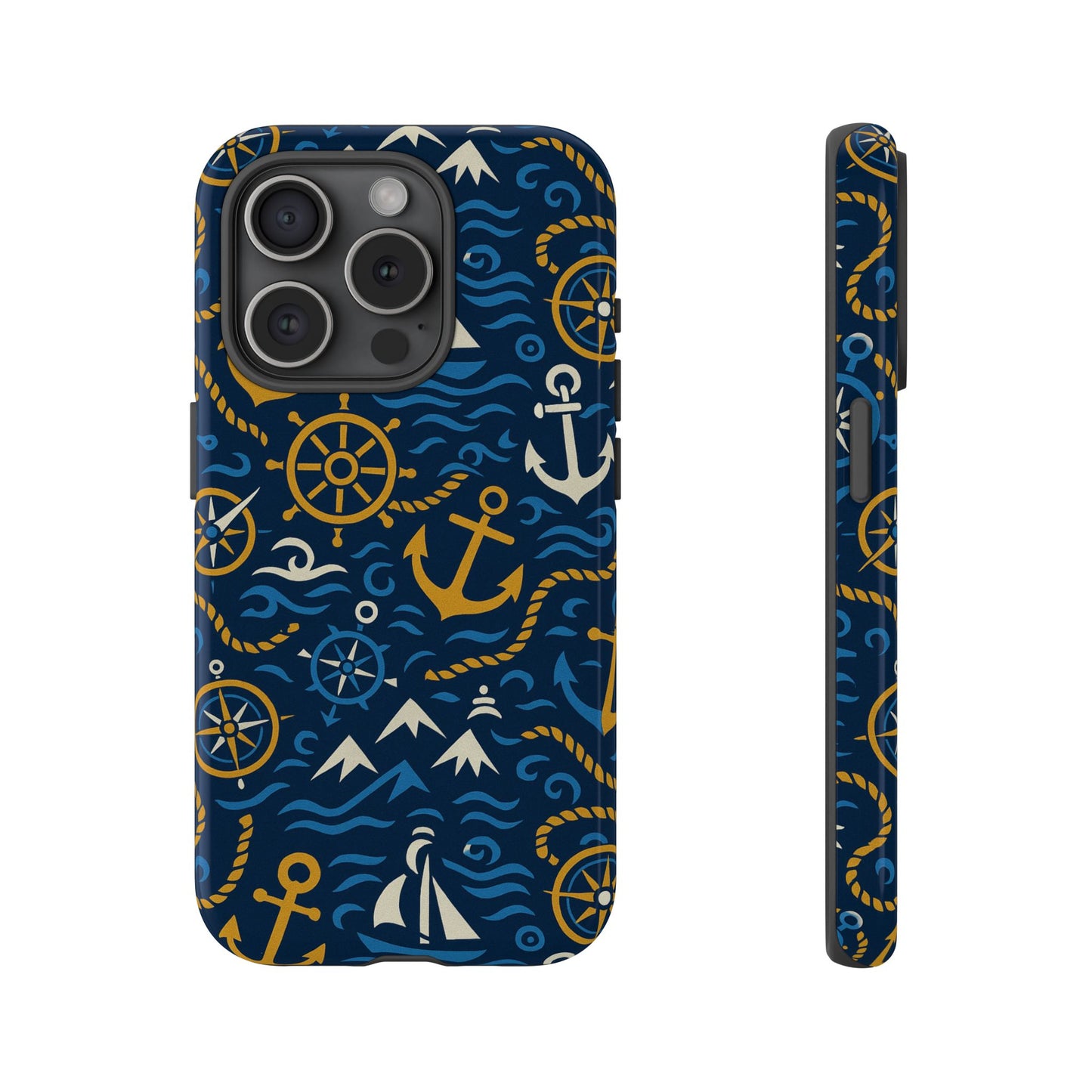 vibrant nautical blue phone case with 3d anchor design for stylish protection compatible with iphone 13, 14, 15 & 16 – all models including pro, pro max & plus