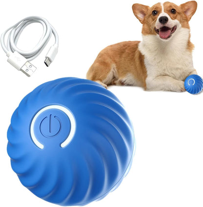 Blue Pet Toy Ball Automatic Moving Dog Toy Ball Smart USB Jumping Rotating Interactive Dog Chew Toy Ball for Puppy Ball Toy
