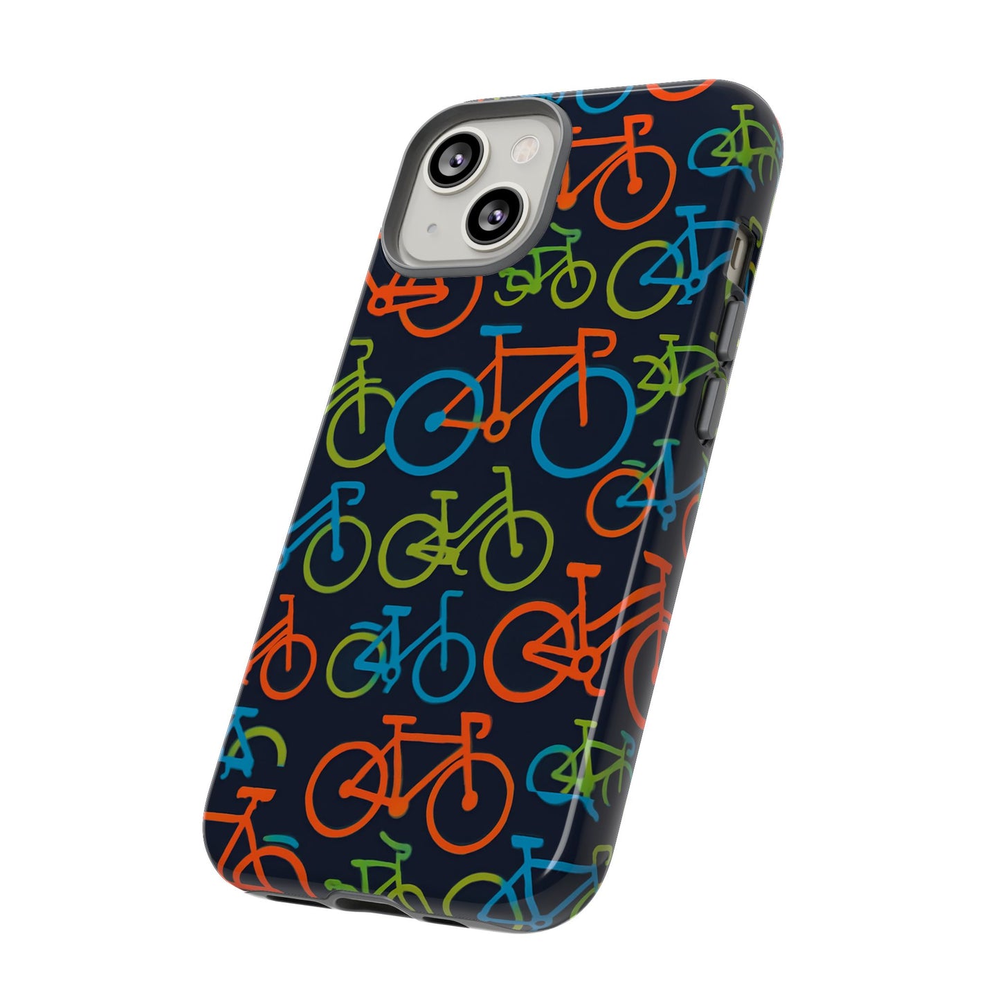 multicolour bicycle print protective phone case for smartphones – vibrant style and trendy accessory compatible with iphone 13, 14, 15 & 16 – all models including pro, pro max & plus