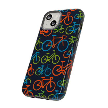 Multicolour Bicycle Print Protective Phone Case for Smartphones – Vibrant Style and Trendy Accessory Compatible with iPhone 13, 14, 15 & 16 – all models including Pro, Pro Max & Plus