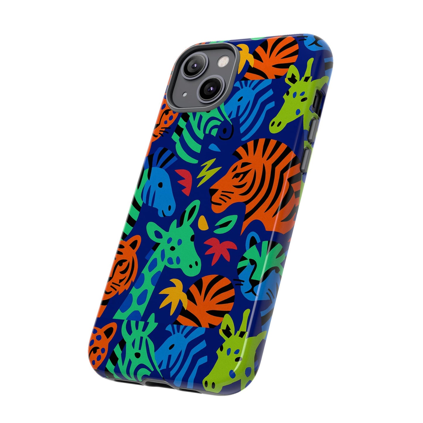 vibrant animal print 3d wrap protective phone case stylish accessory for men and women compatible with iphone 13, 14, 15 & 16 – all models including pro, pro max & plus