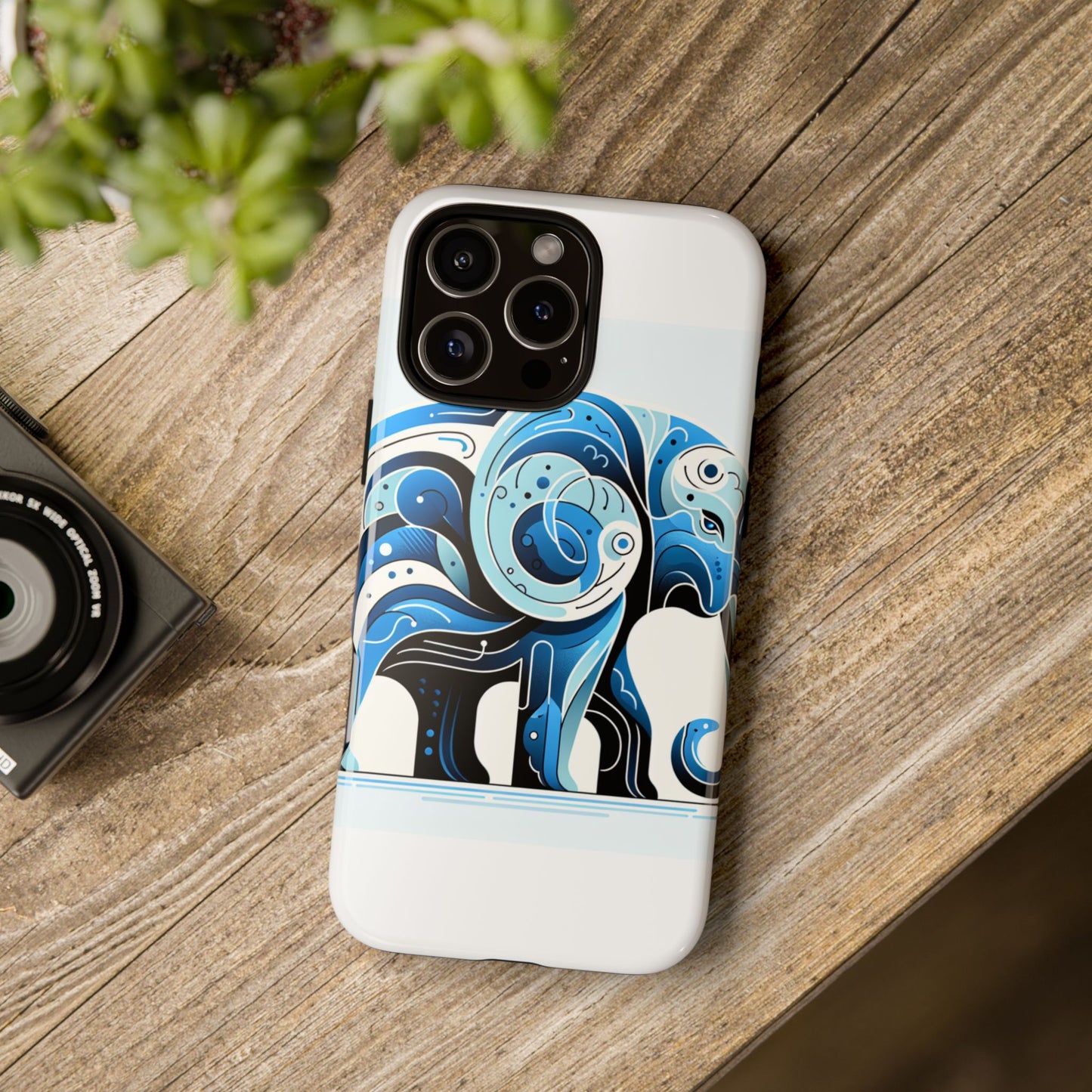 vibrant 3d blue elephant design protective phone case – unique abstract art style for stylish protection compatible with iphone 13, 14, 15 & 16 – all models including pro, pro max & plus
